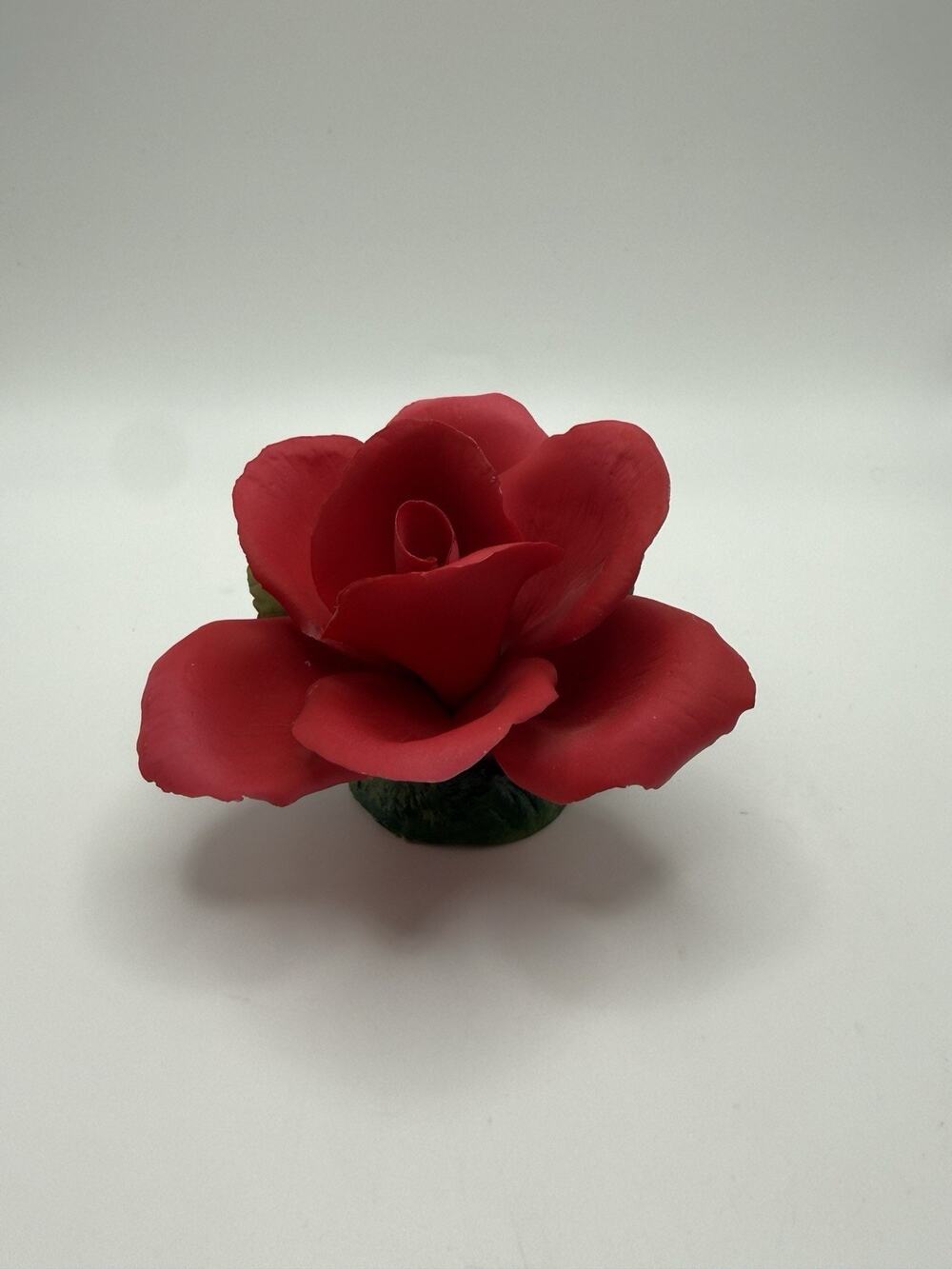Vintage Napoleon Italy Red Rose Bud Capodimonte Porcelain Coquette 4.5” L